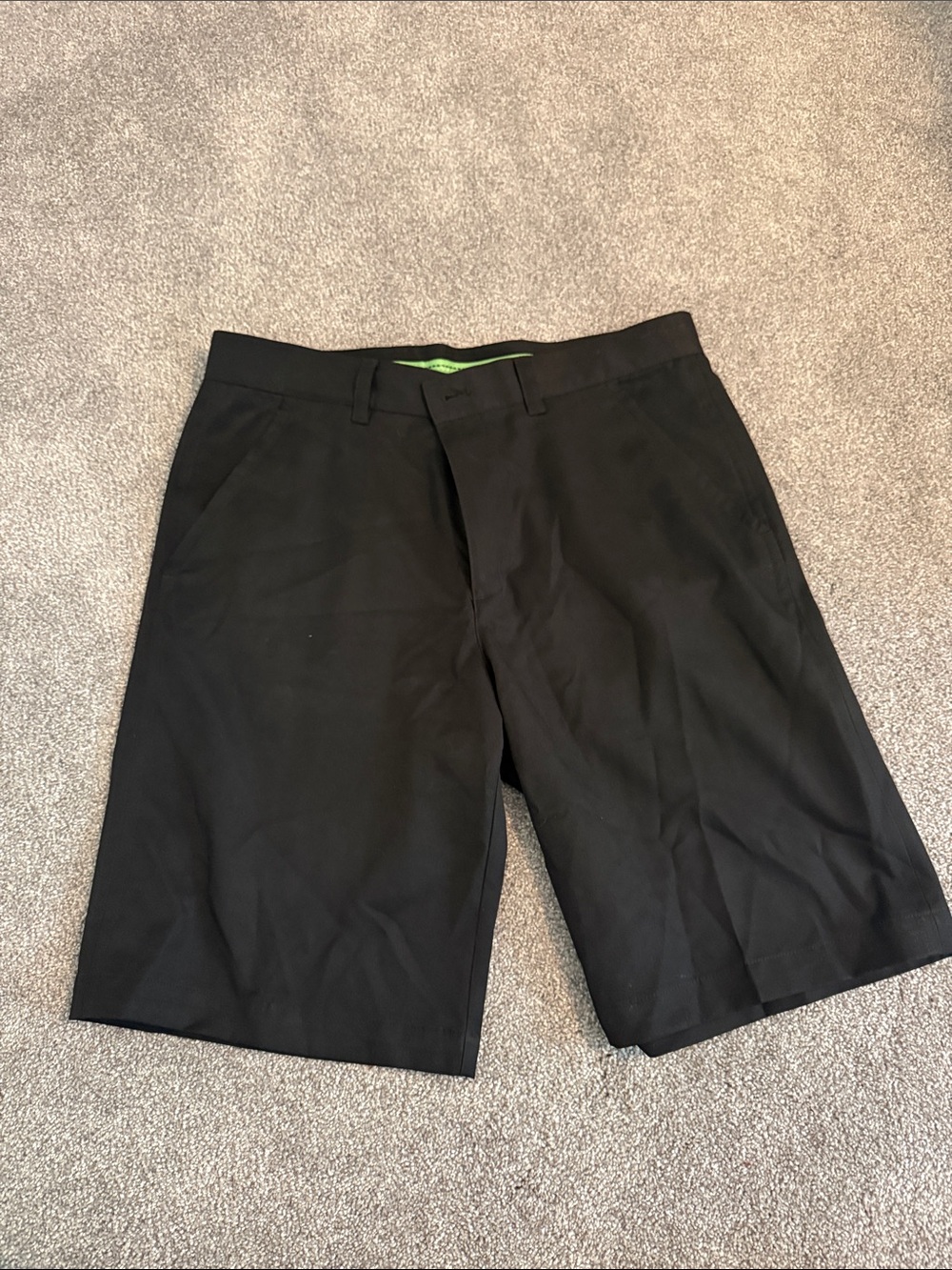Men's Black Flat-Front Casual Shorts